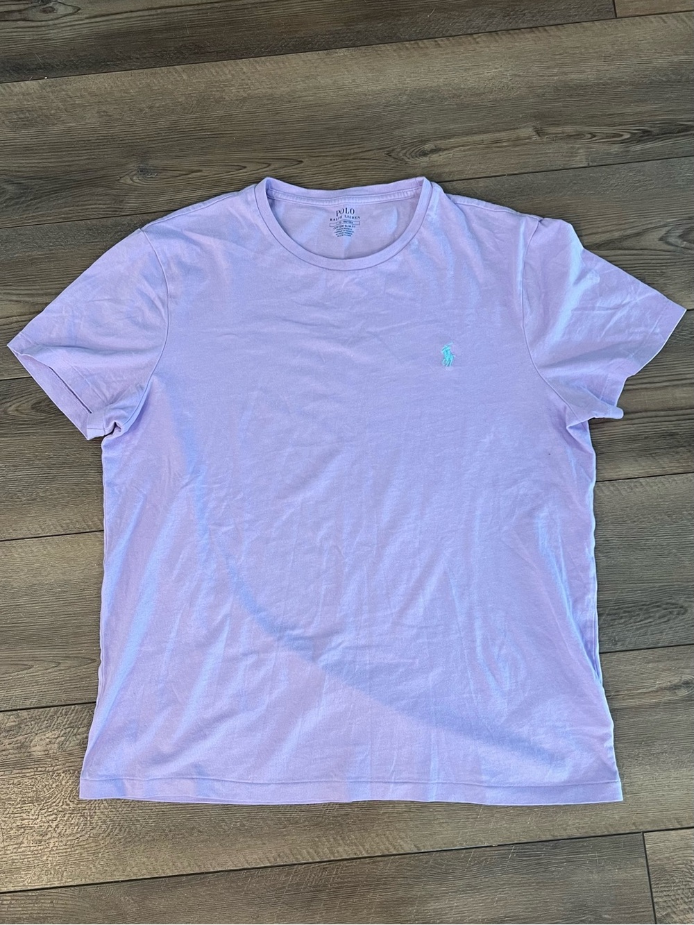 Polo by Ralph Lauren Men's Lavender Custom Slim Fit Crew Neck T-Shirt Large